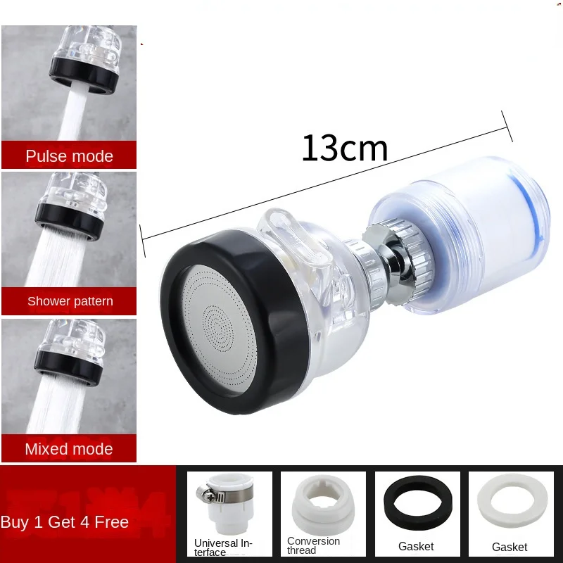 Kitchen Faucet Extender Booster Shower Head Diffuser Splash Proof Water Purifier Filter Nozzle Sink Water Saving Tap 360° Rotate