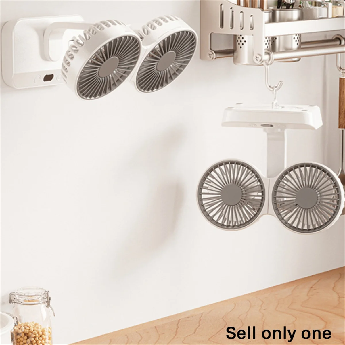 Ventilador de doble cara, ventilador Dual oscilante de escritorio, ventilador oscilante de escritorio doble, recargable por USB, viento de 4 engranajes