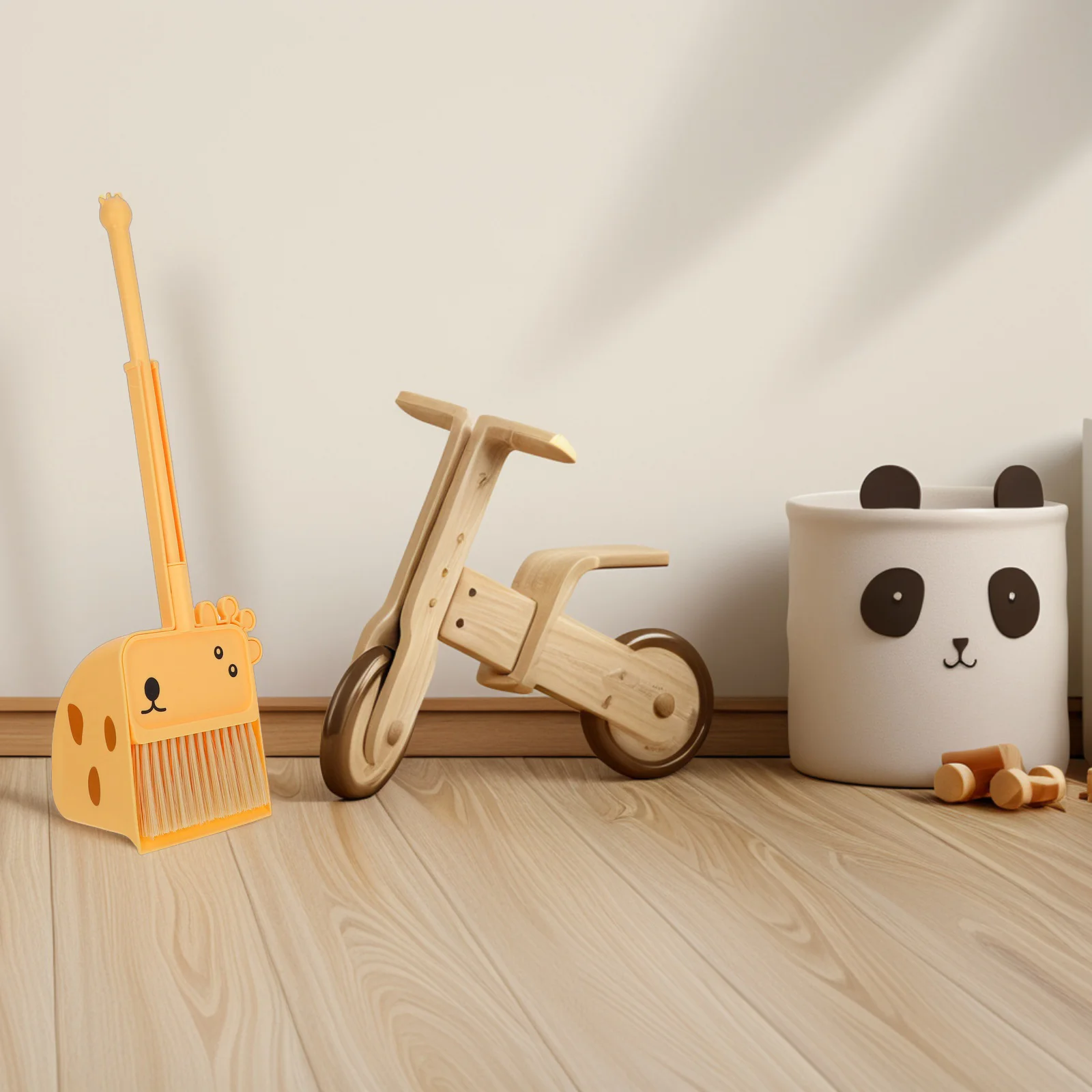 1 ensemble 1 ensemble Mini balai pelle à poussière pour enfants mignon girafe conception nettoyage enfant en bas âge jeu éducatif ensemble petit enfant Kit d'outils de nettoyage
