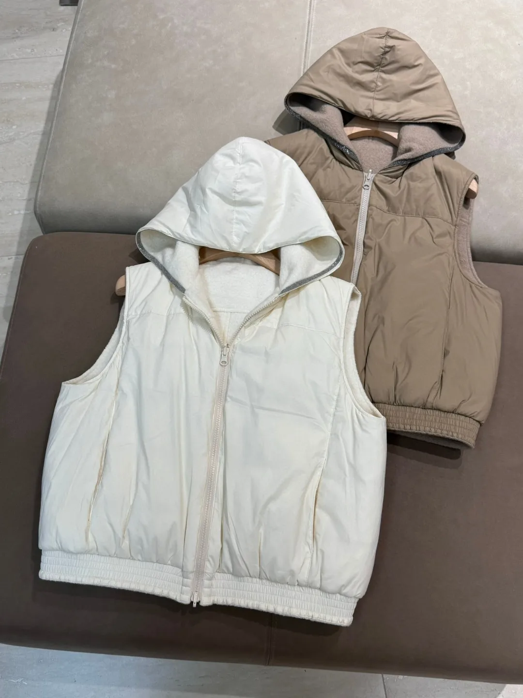 Autumn Winter  Hooded Wool Vest Jacket Casual Double-sided Wear Warm Jacket