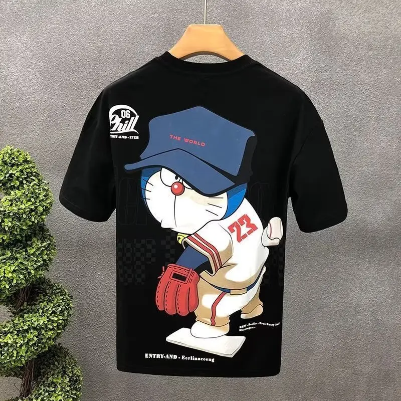 T-shirt a maniche corte da uomo stampata in 3D, moda estiva da uomo a mezza manica, elegante maglietta a cartoni animati.