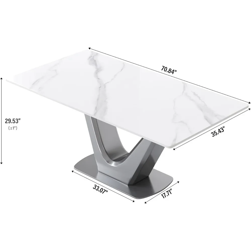 Rectangle Marble Dining Table for 6,71