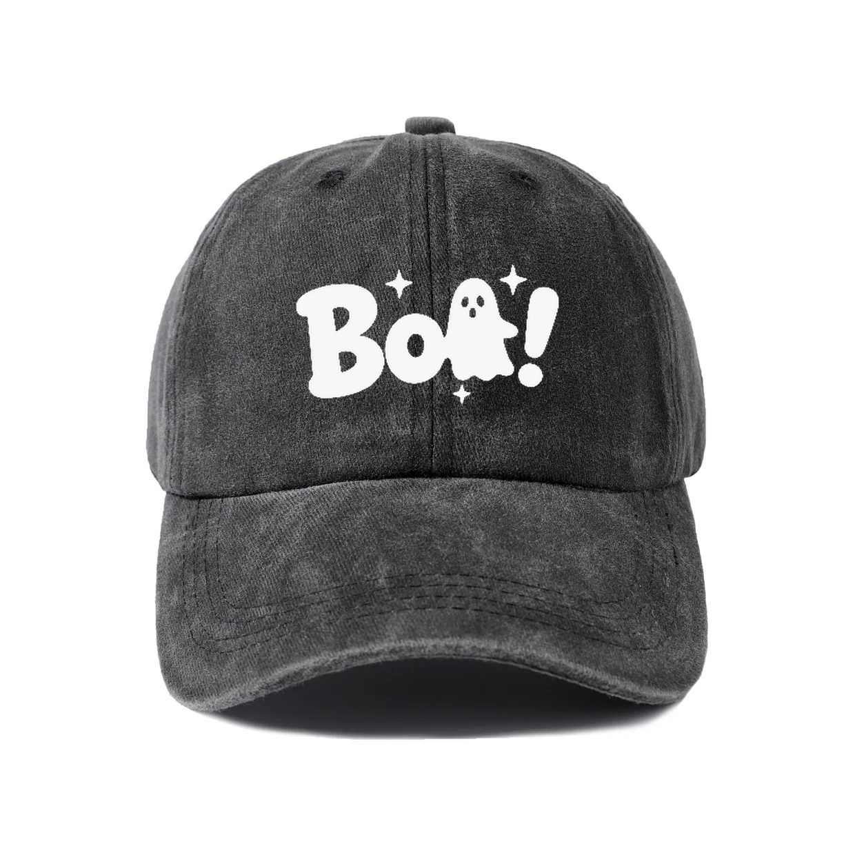 Vintage Washed Boo Ghost Quote Graphic Baseball Cap, Adjustable Unisex Dad Hat, Funny Halloween Party Gift