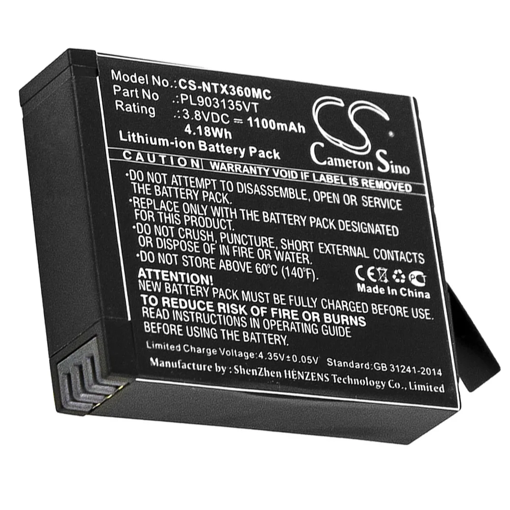 Cameron Sino Camera Battery  For Insta360 One X Part Number For Insta360 PL903135VT PL903135VT-S01 1100mAh