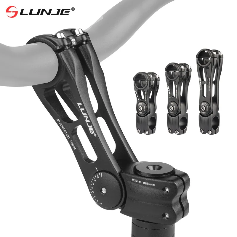 LUNJE Adjustable Bike Stem for Mountain Bikes - 31.8mm, ±80° Angle Adjustment, Riser for Handlebar Elevation, MTB Handlebar Stem