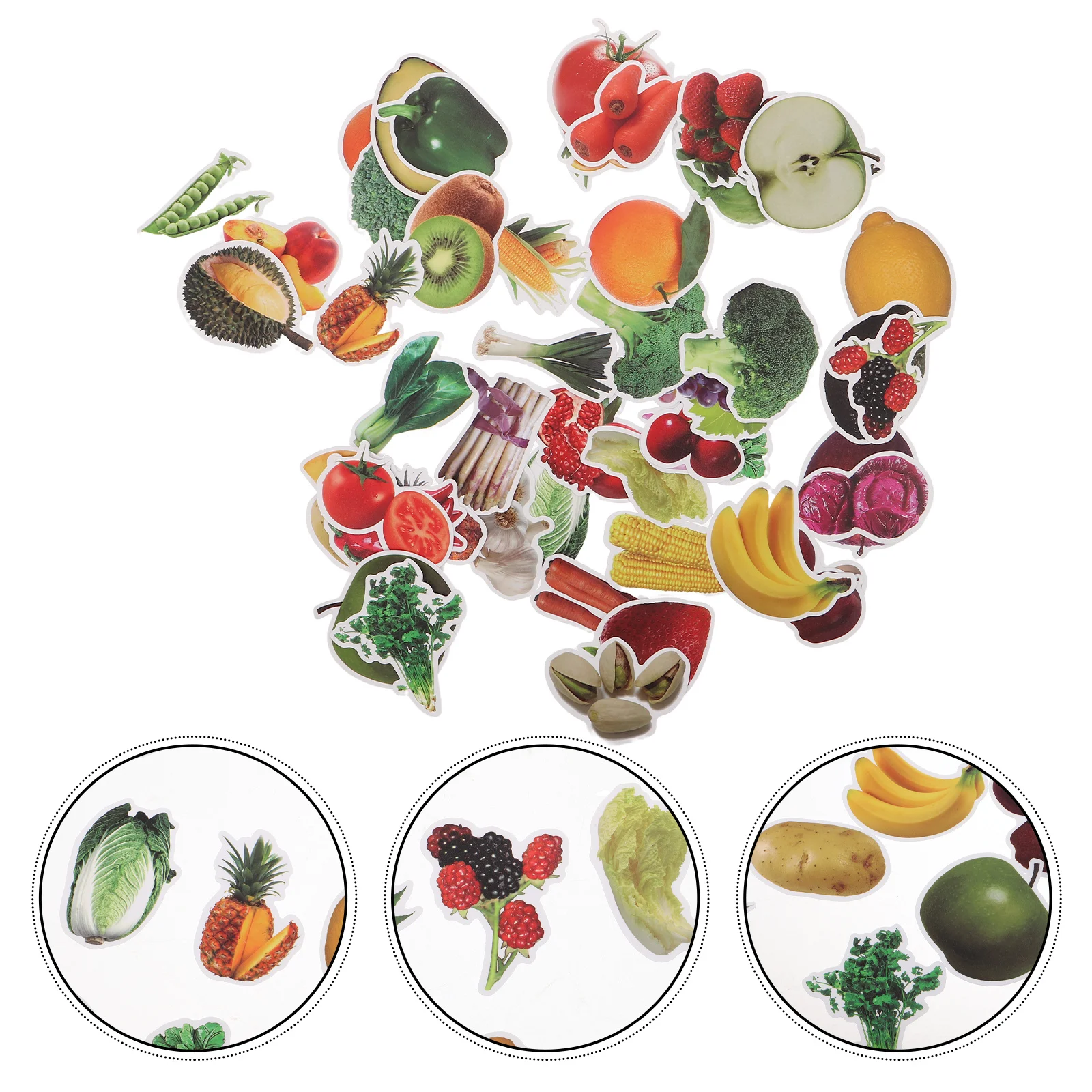 

200Pcs Fruit and Vegetable Stickers for Waterproof Reusable Learning Decals for Classroom Home Decor Hand Eye Coordination