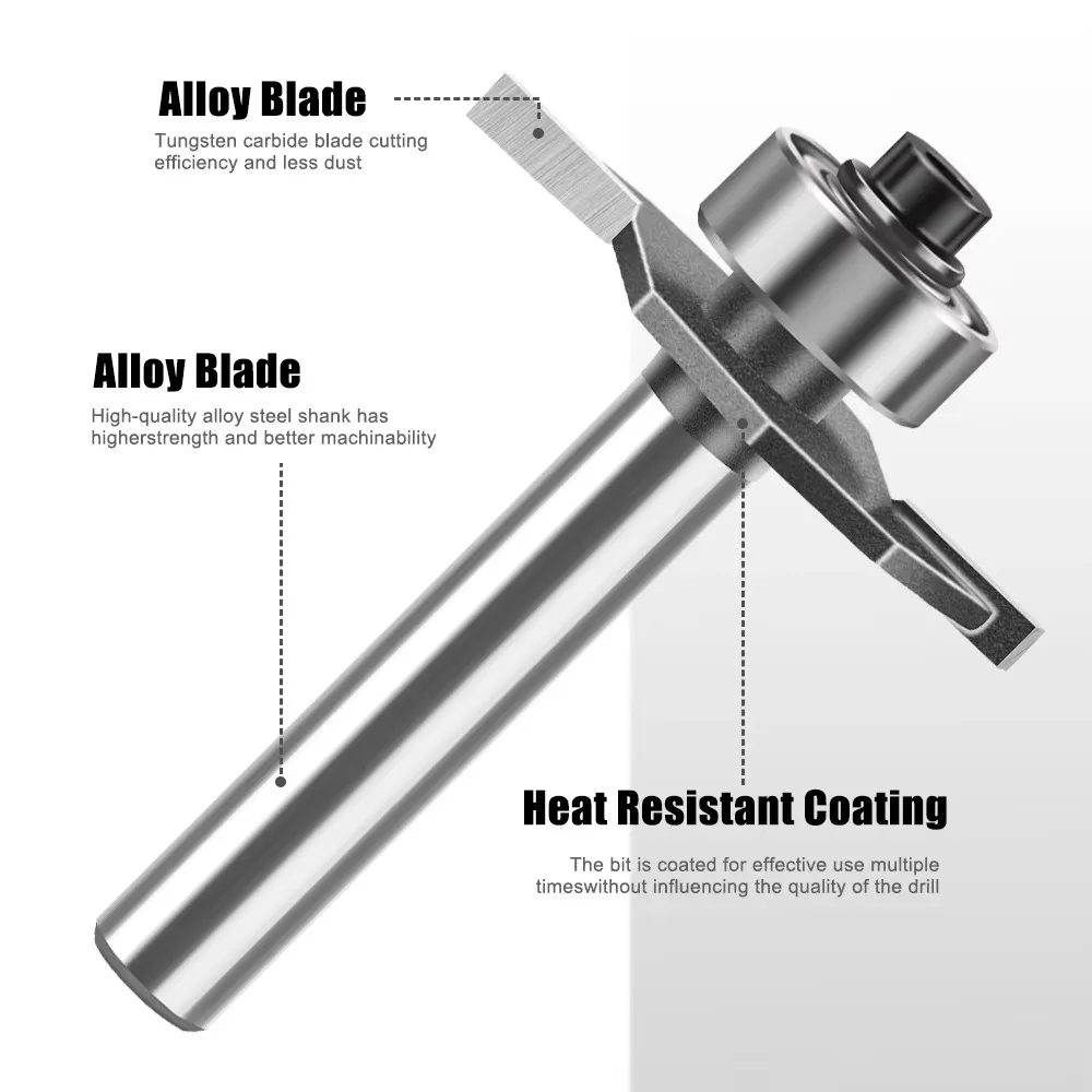 1pc 1/4" 1/2" Shank Ball T-cutter Woodworking Milling Router Bit Slotting Cutter 2-in-1 Slotting Crabapple Angle Milling Cutter