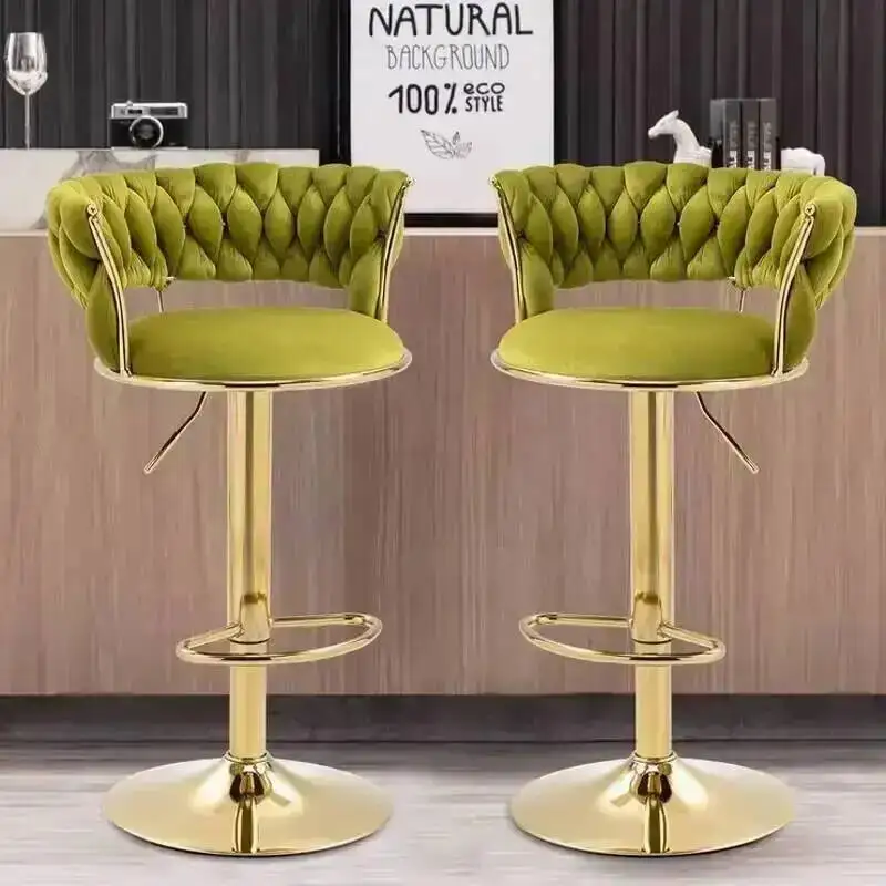 

Stools Metal Swivel Bar Designer Luxury Adjustable Height Library Bar Chair Counter Relaxing Soft Taburete Alto Home Furniture