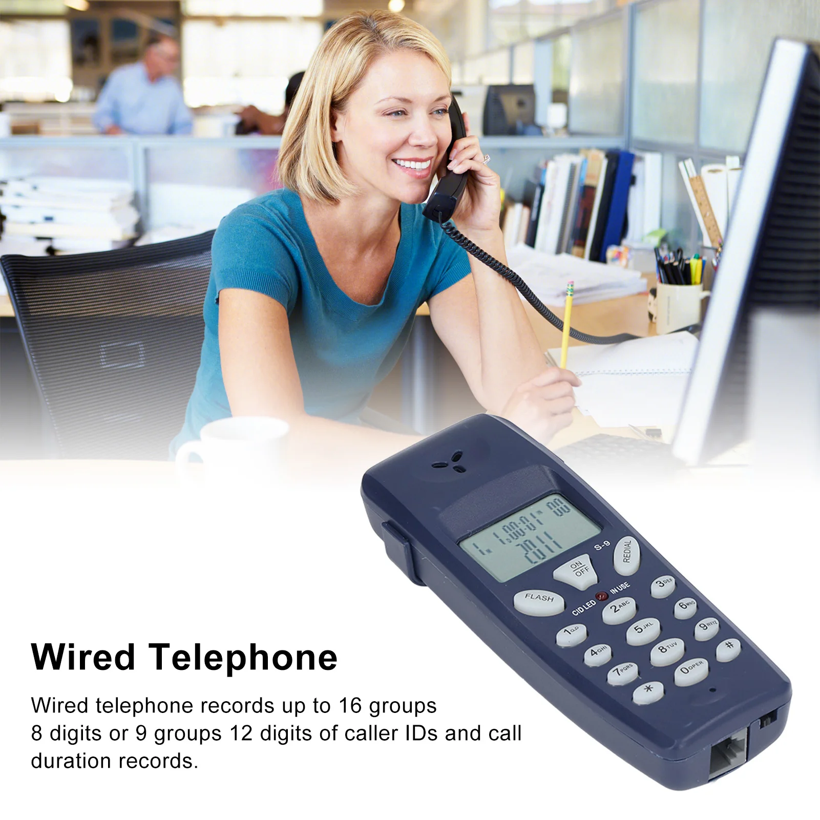 Corded Landline Corded Phone Corded Phone FSK DTMF 12 Bit LCD Display Wired Telephone with Redial Pause Function for Home