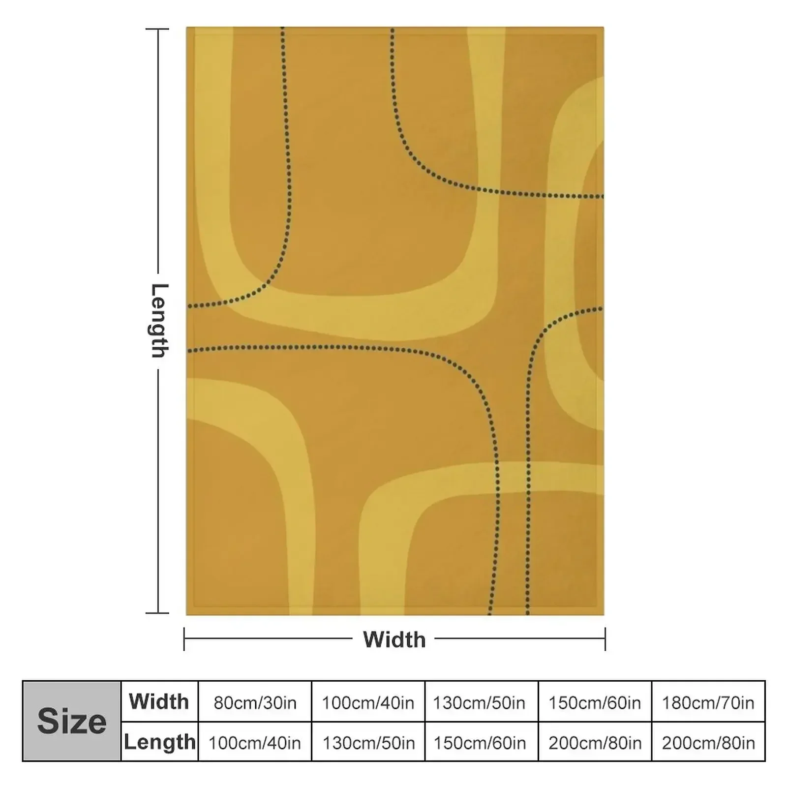 Midcentury Modern Loops and Dots Abstract Pattern in Golden Mustard Tones Throw Blanket Shaggy Warm Luxury Thermal Blankets