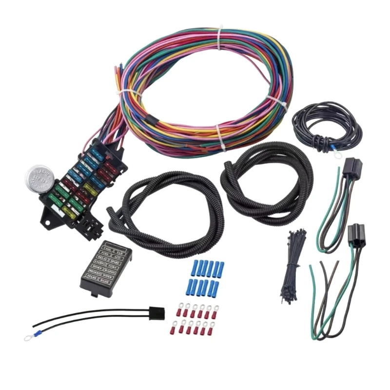 

Universal 14 Circuit Wiring Harness Muscle Car Hot Rod Street-Rod XL Wire 12V Voltage-Circuit Harness Repairing Tool