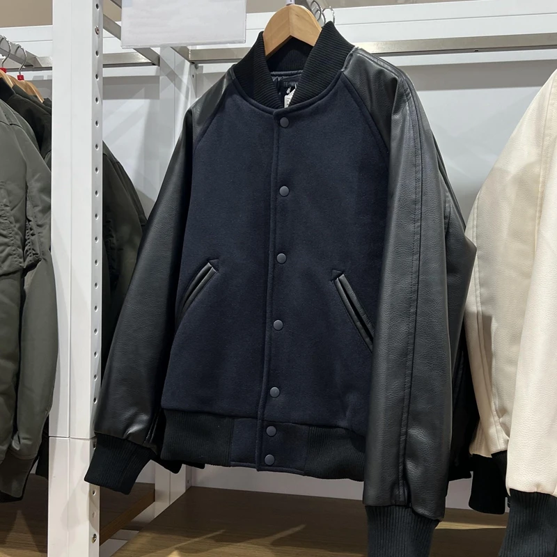 

Японское хлопковое пальто для пилотов на осень и зиму ex Baseball Jaet, американский кампус, лоскутное хлопковое пальто для молодежи, свободная посадка, длинное...