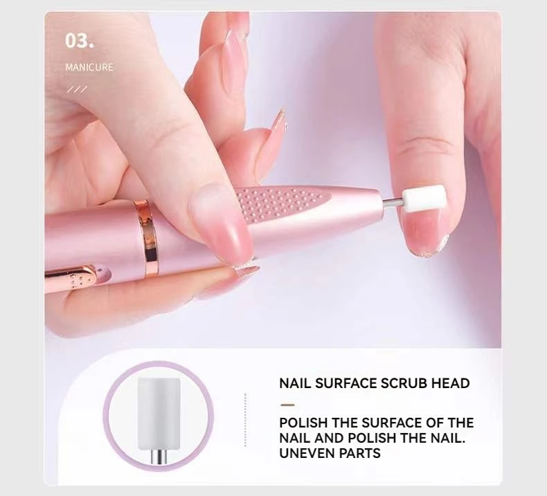 Mini kit de broca elétrica para unhas: moedor de manicure portátil para remoção de esmalte em gel e acrílico