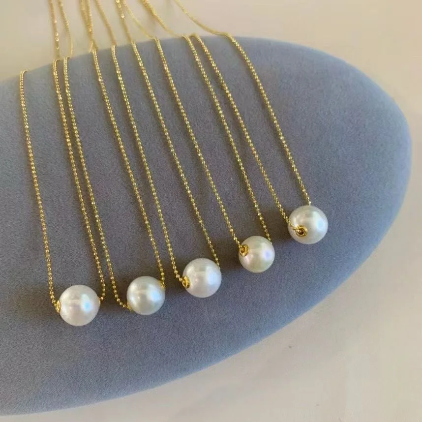 

Certificated Classic Natural Pearl Choker White 10-11m Edison Cultured Pearl Pendant Chain Necklace Solitaire Timeless Jewellery