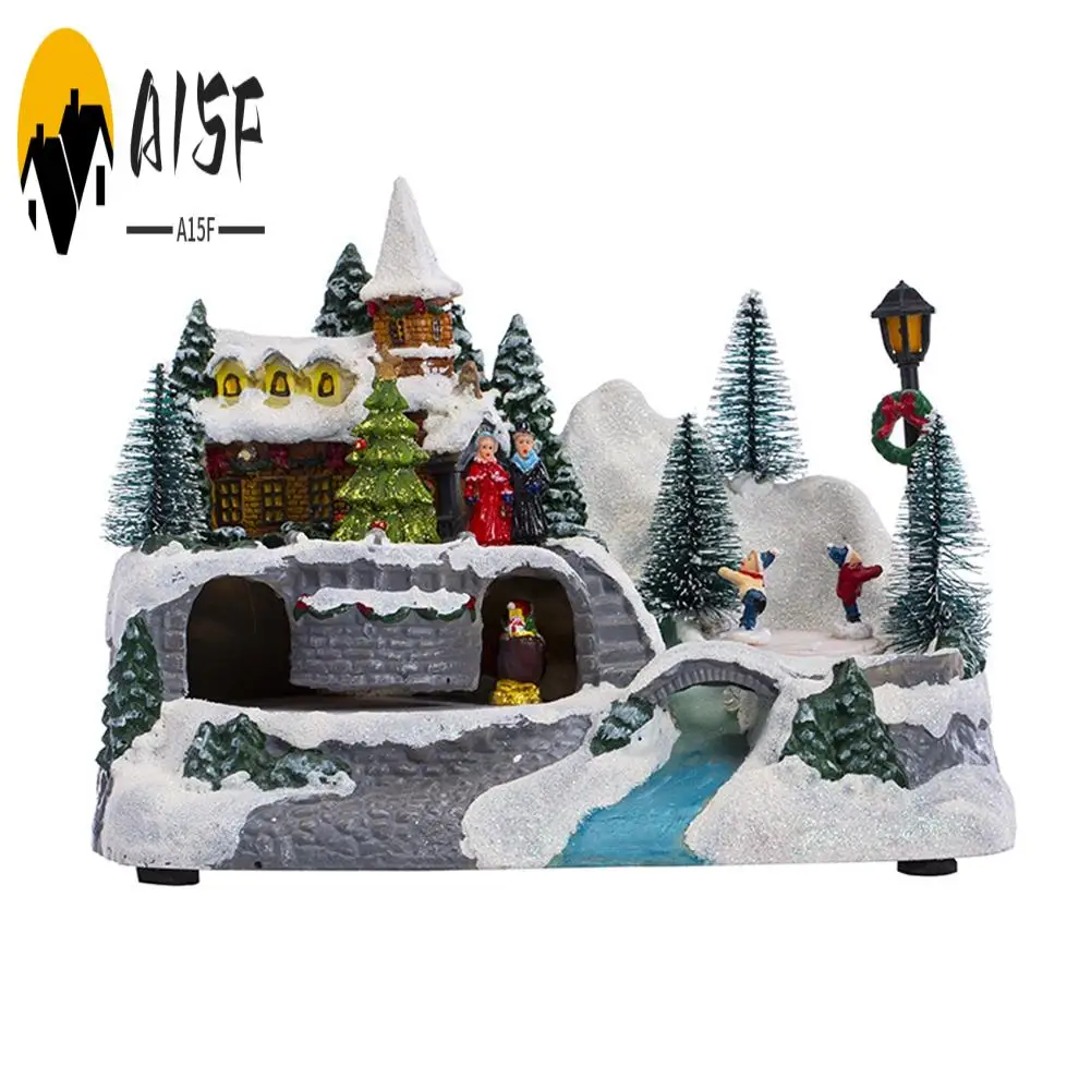 

A15F-Рождественский снежный дом деревня светодиодный светильник светящийся орнамент фигурка рождественские украшения ремесла Рождественский декор
