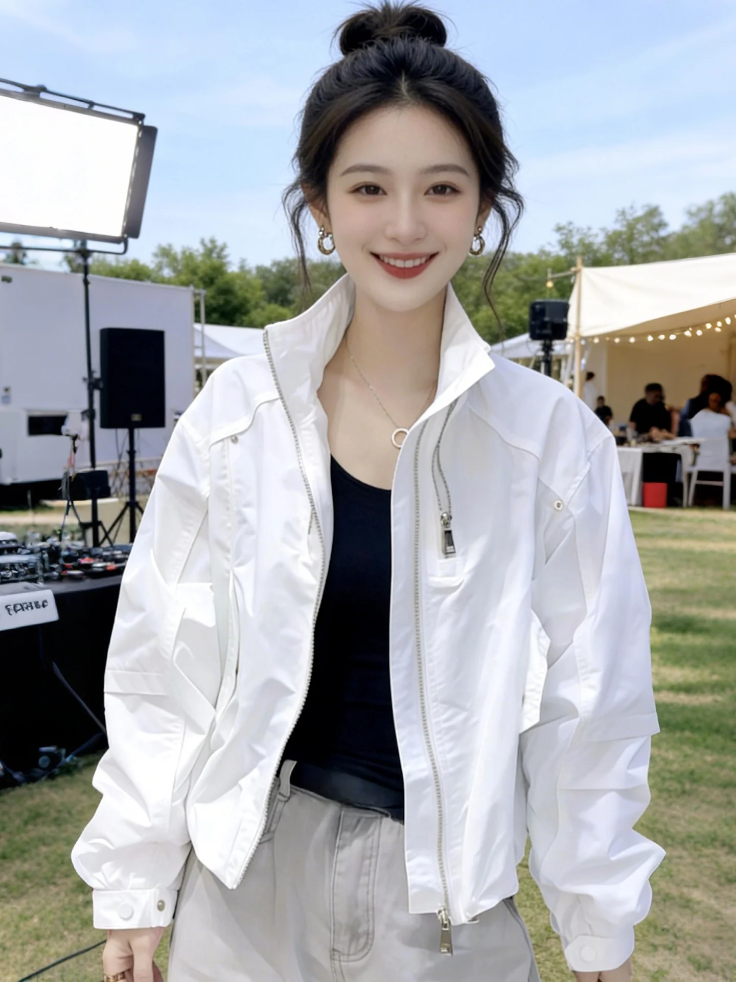 Women's Spring Outerwear 2026 New Zipper Stand Collar Jacket Slimming Unique Beautiful Top Breathable Casual Office Wear