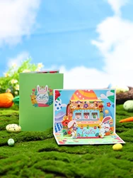 Easter Pop Up Card 3D Easter Eggs Bunny Greeting Card Religious Easter Cards with Envelopes for Wife/Husband/Granddaughter/Kids