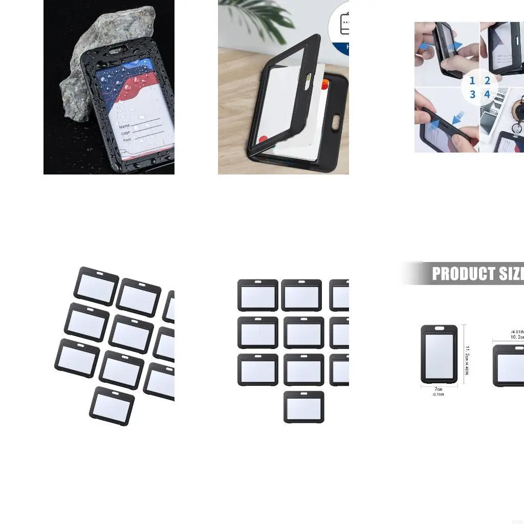 Work Badge Holders Sleeve 10 Pack with Double Sided Display, Black Frame and Top Slot for Meetings, School Access and Event 896C
