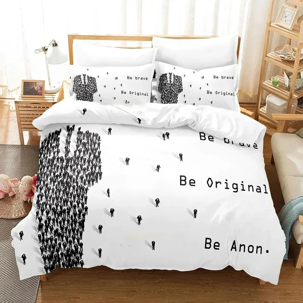 Personality Technology Anonymous Bedding Set Boys Girls Twin Queen Size Duvet Cover Pillowcase Bed Kids Adult Home Textileextile
