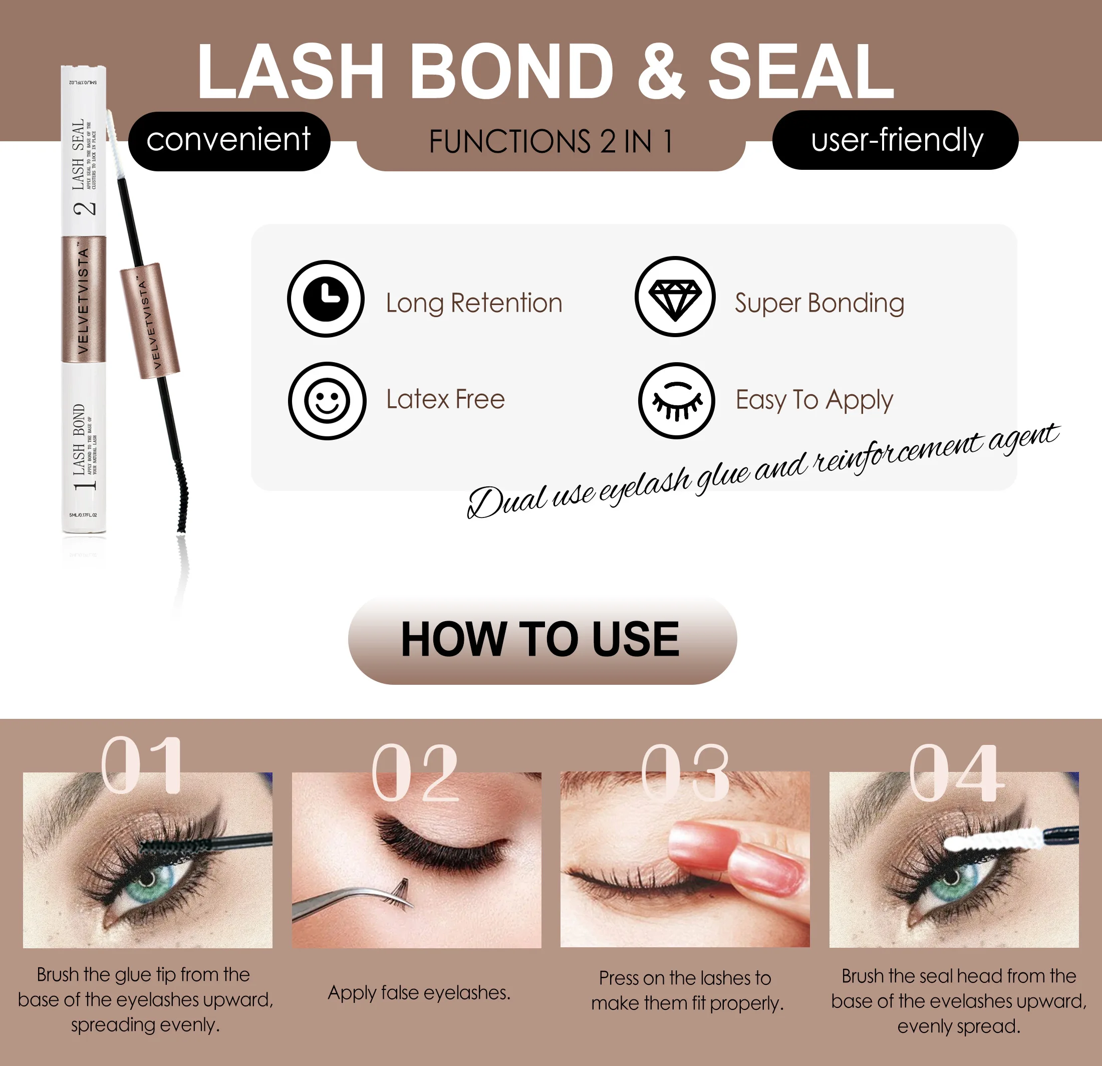 Kit di grappoli per ciglia fai-da-te di alta qualità Kit di estensione ciglia 30D con legame e sigillo per ciglia Rimuovi pinzette Trucco a tenuta forte