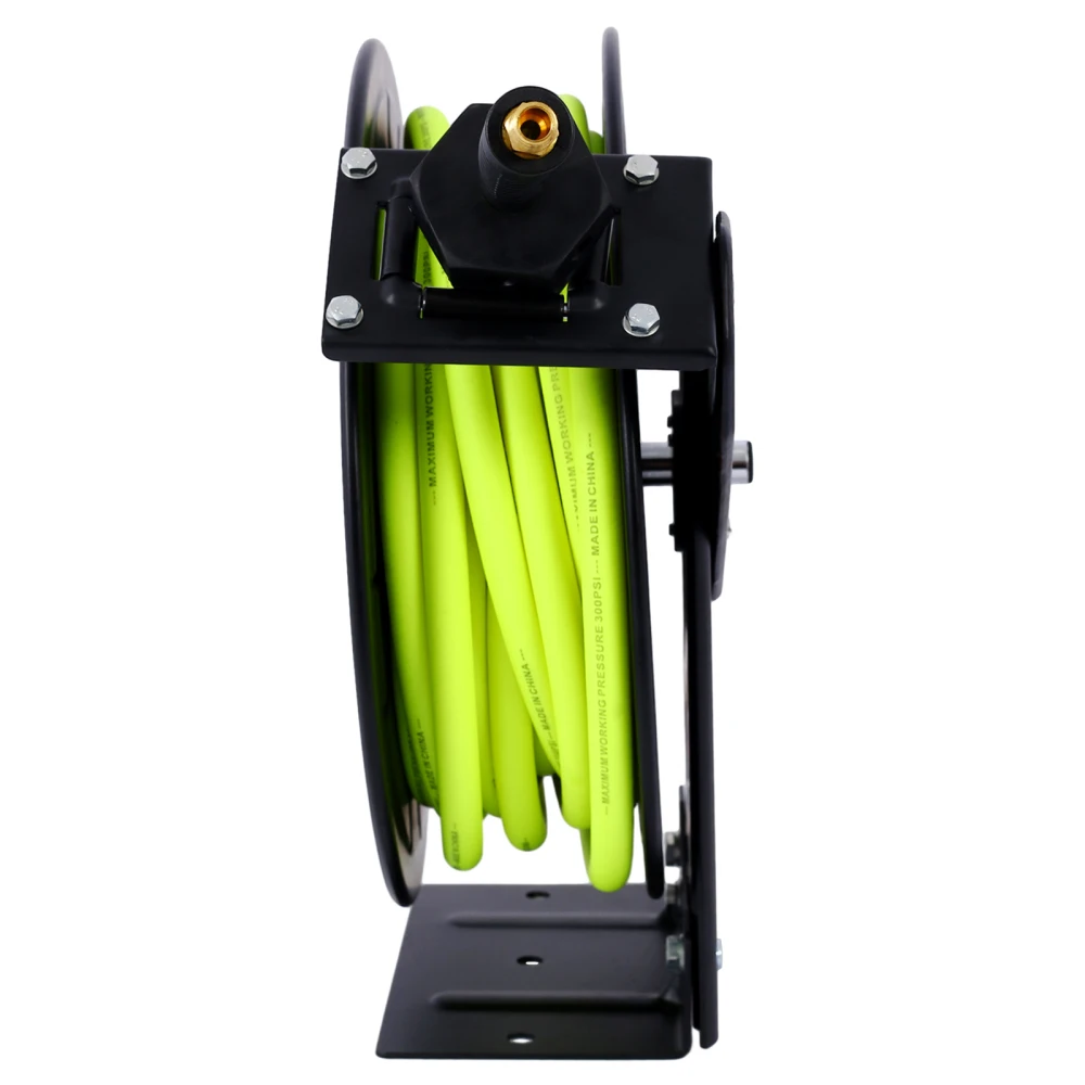 Retractable Air ท่อ Reel 3/8 "นิ้ว x 50' ฟุต,heavy Duty Steel ท่อ Reel Auto Rewind นิวเมติก, ท่ออุตสาหกรรม,300 PSI,สีดํา