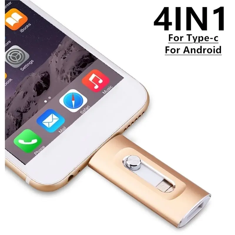 New Arrivals-OTG Stick USB 3.0 Flash Drive, 128GB Dual Interface, USB Type-C Pendrive, 4-In-1 Memory Expansion U-Disk Backup
