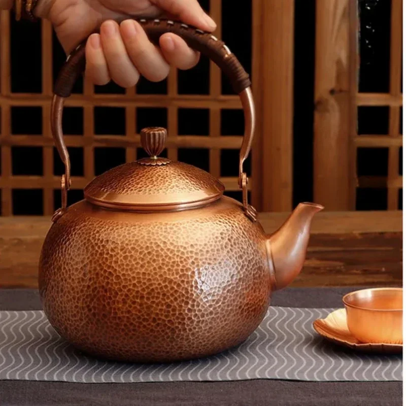 Handmade Copper Teapot, Thickened Purple Kettle, Tea Brewing and Health Pot for Home Use, Premium Tea Set