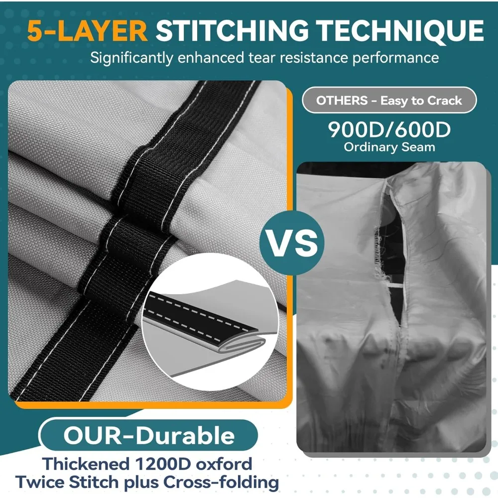5-ply 1200D 100% مقاوم للماء T-Top غطاء للقارب حل مصبوغ مقاوم للبهتان قابل للمقطورة غطاء قارب صلب مع 21 أشرطة مقاومة للرياح-جديد