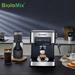 Biolomix 20 Bar Italian Type Espresso Coffee Maker Machine with Milk Frother Wand for Espresso, Cappuccino, Latte and Mocha