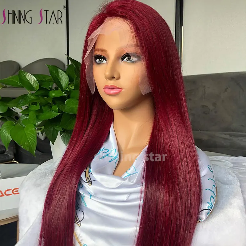 

Burgundy 99j Straight 13x6 HD Lace Frontal Wigs Human Hair 30 34 Inch Red Colored 13x4 Transparent Lace Front Human Hair Wigs