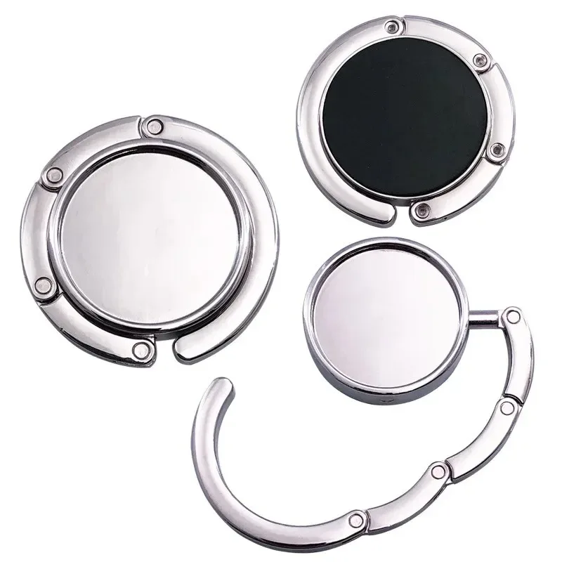 Portable Folding Bag Hanger Handbag Hook Holder Table Hook Crystal Alloy Purse Bag Holder Circle Shape Bag Accessories