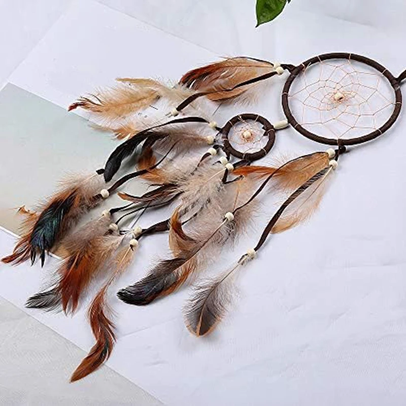 Ловец снов, коричневый декоративный Ловец снов, Ловец снов для гостиной, для настенных подвесок, украшение, фестиваль, подарок