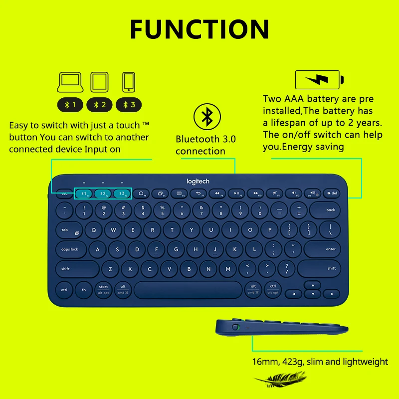 Wholesale Original Logitech K380 Portable Multi-Device EasySwitch Wireless Mini pc Keyboard For Tablet Computer