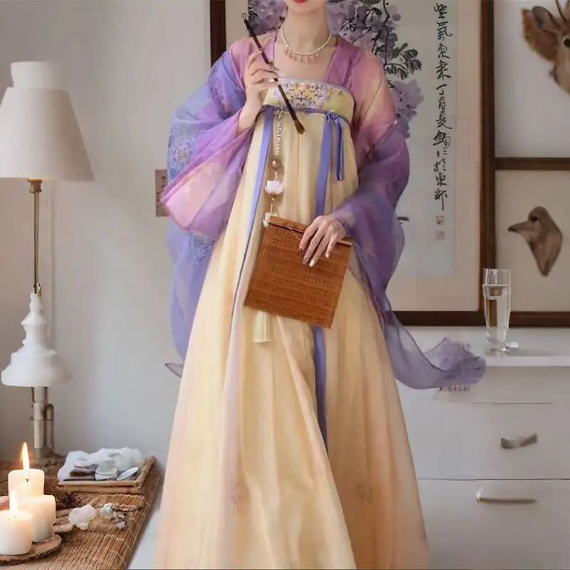 Daily chest-length suit, silk Tang-made Hanfu women's elegant fairy gas suit