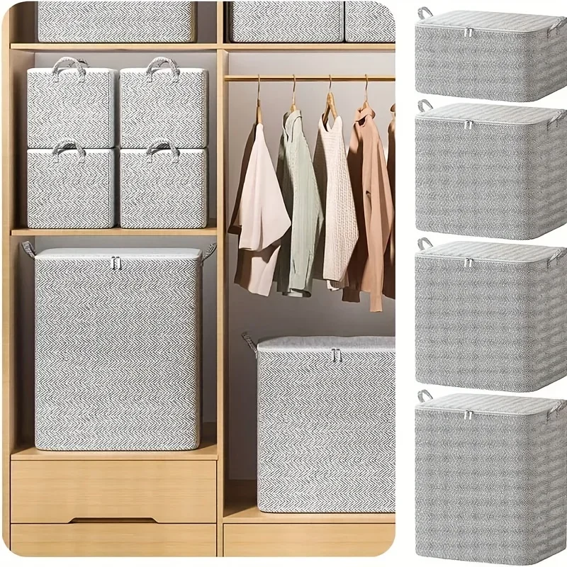 Extra Large Storage Chest with Lid-Heavy-Duty Non-Woven Fabric Organizer Bag,Locking Lid for Clothes,Bedding-For Closet,Pack Bag
