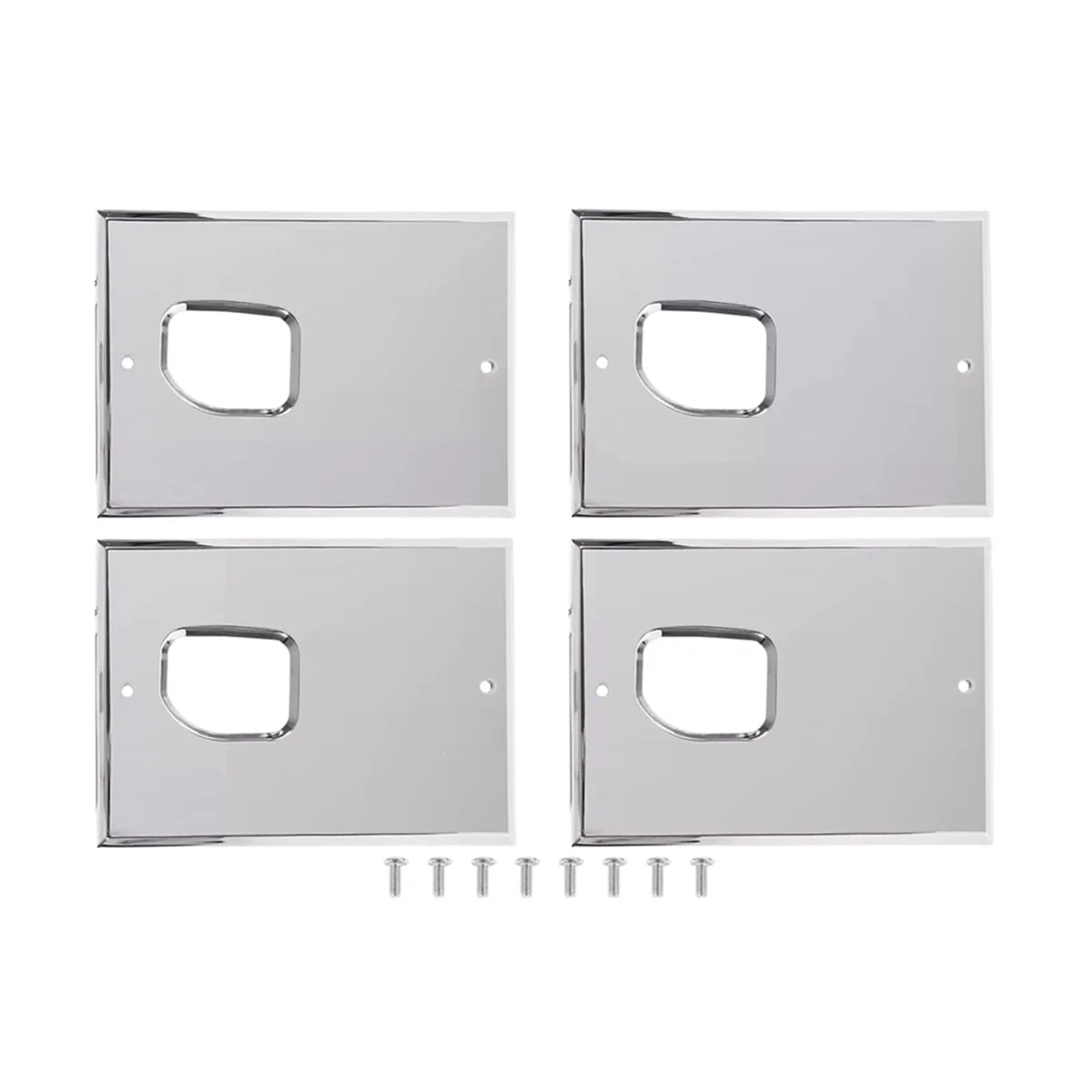 Smooth Aluminum Chrome Billet Interior Door Handles Cover Trim, Anti-Scratch Plates for H2 SUV 2003-2007