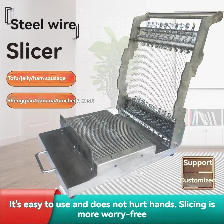 Thickened stainless steel manual circular wire cutter, wire slicer for tofu, rice noodles, luncheon meat, ham, and sausage.
