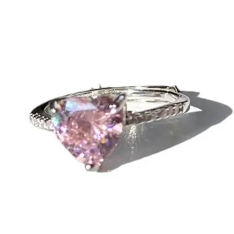 MDL مويسانيتي نمط المجوهرات أوروبا والولايات المتحدة لفتاة بسيطة الوردي 8*8 القلب محاكاة خاتم الماس الوردي #5