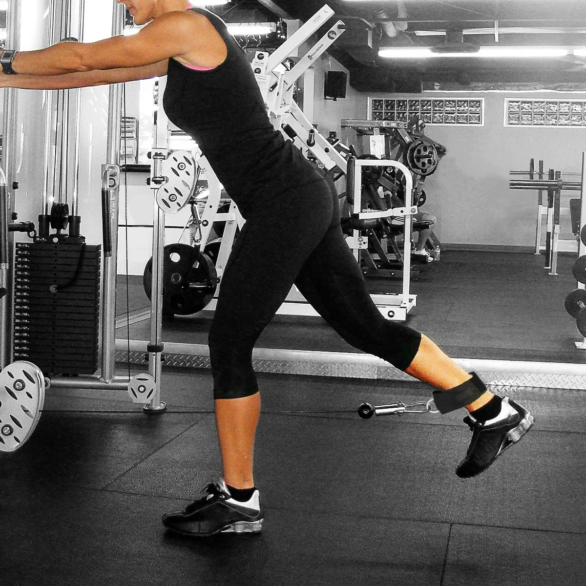 

Muscle Training Straps Adjustable Ankle Cuffs Black Gym Fitness Workout Leg Extension Hip Abductors Compatibility D Rings