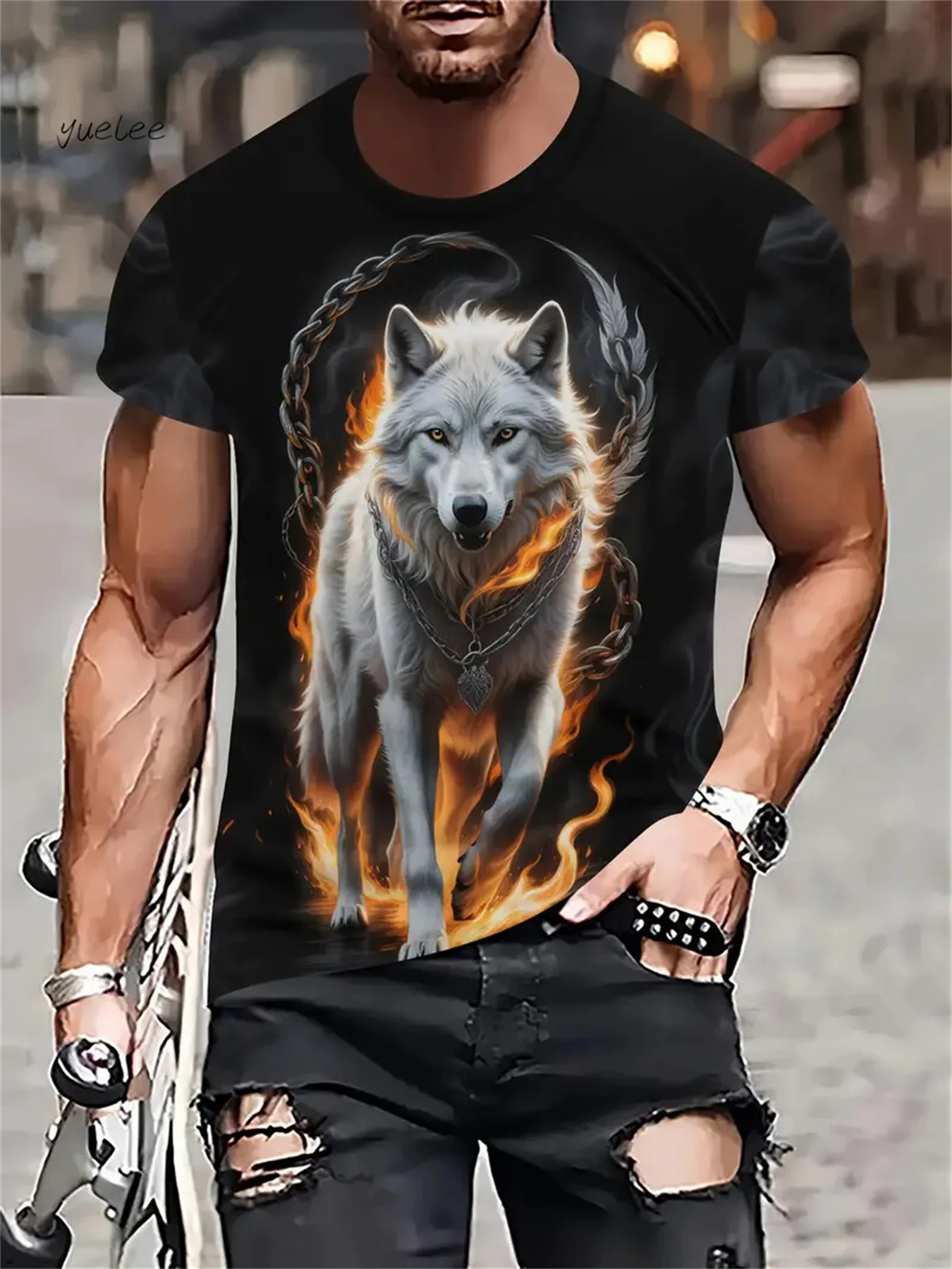 

Summer Men's T-Shirt 3D Wolf Print Short-Sleeved T-Shirt Men's Round Neck T-Shirt Fashion Casual Tops Oversized Men's Clothing
