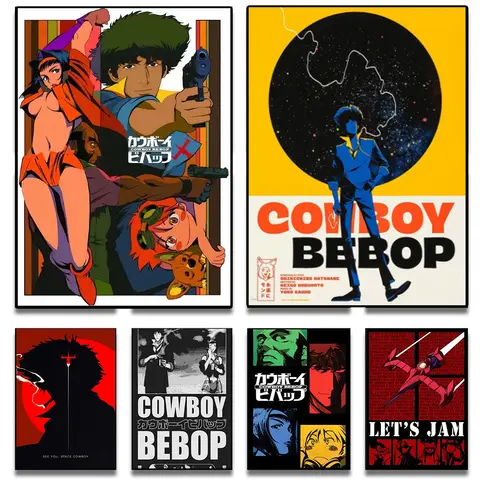 Classic Anime Sci-Fi C-Cowboy B-Bebop Art Poster Print Retro Space Cowboy Noir Canvas Painting Living Room Bar Cafe Home Decor