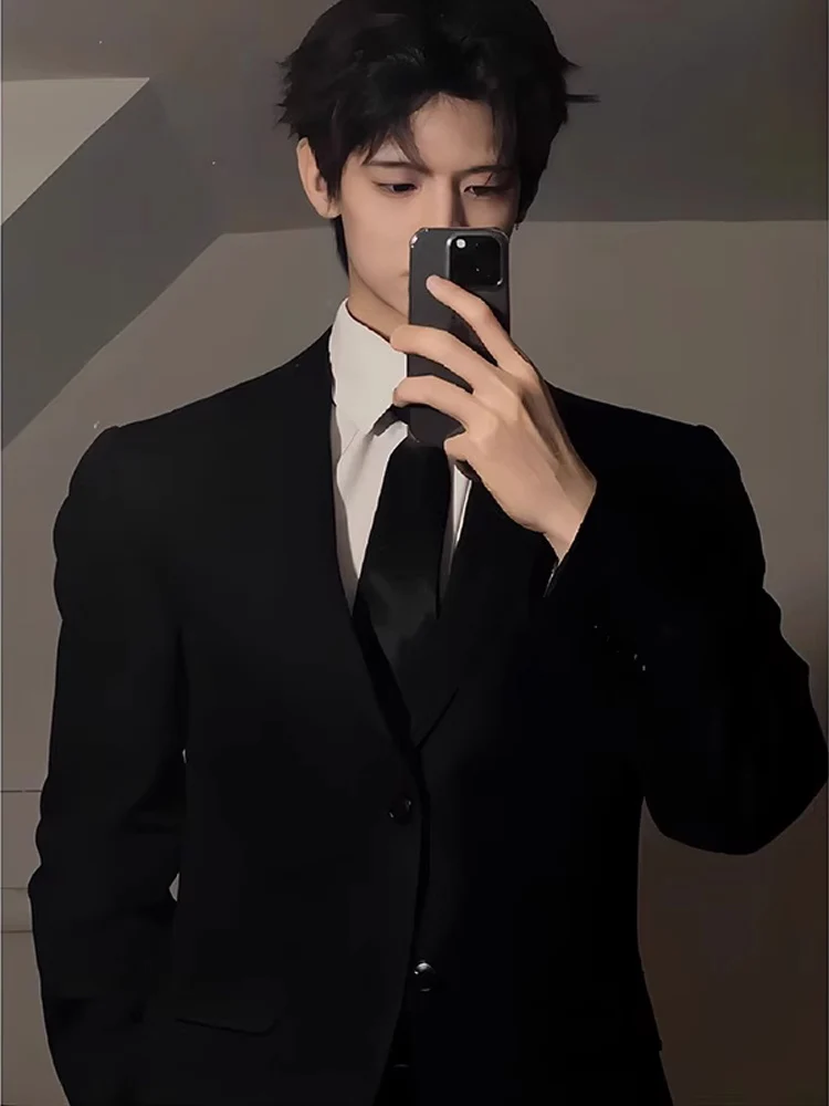 

Мужской костюм Bla Slim Fit: модный деловой повседневный пиджак с длинным рукавом из смесового полиэстера, не требующий глажки