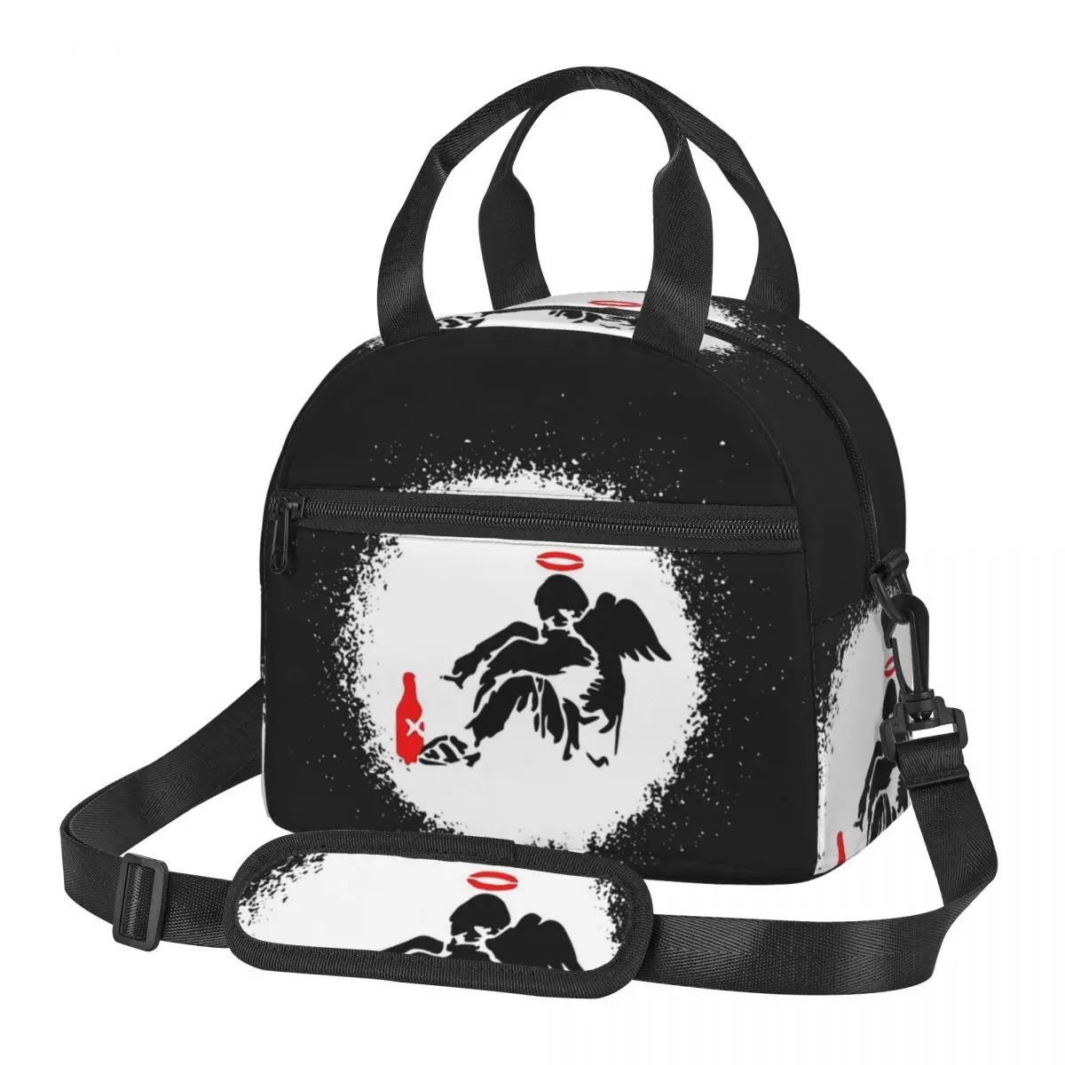 Fallen Angel Banksy Stencil Spray Paint Art Lunch Bags Insulated Bento Box Lunch Tote Picnic Bags Cooler Bag for Woman Children