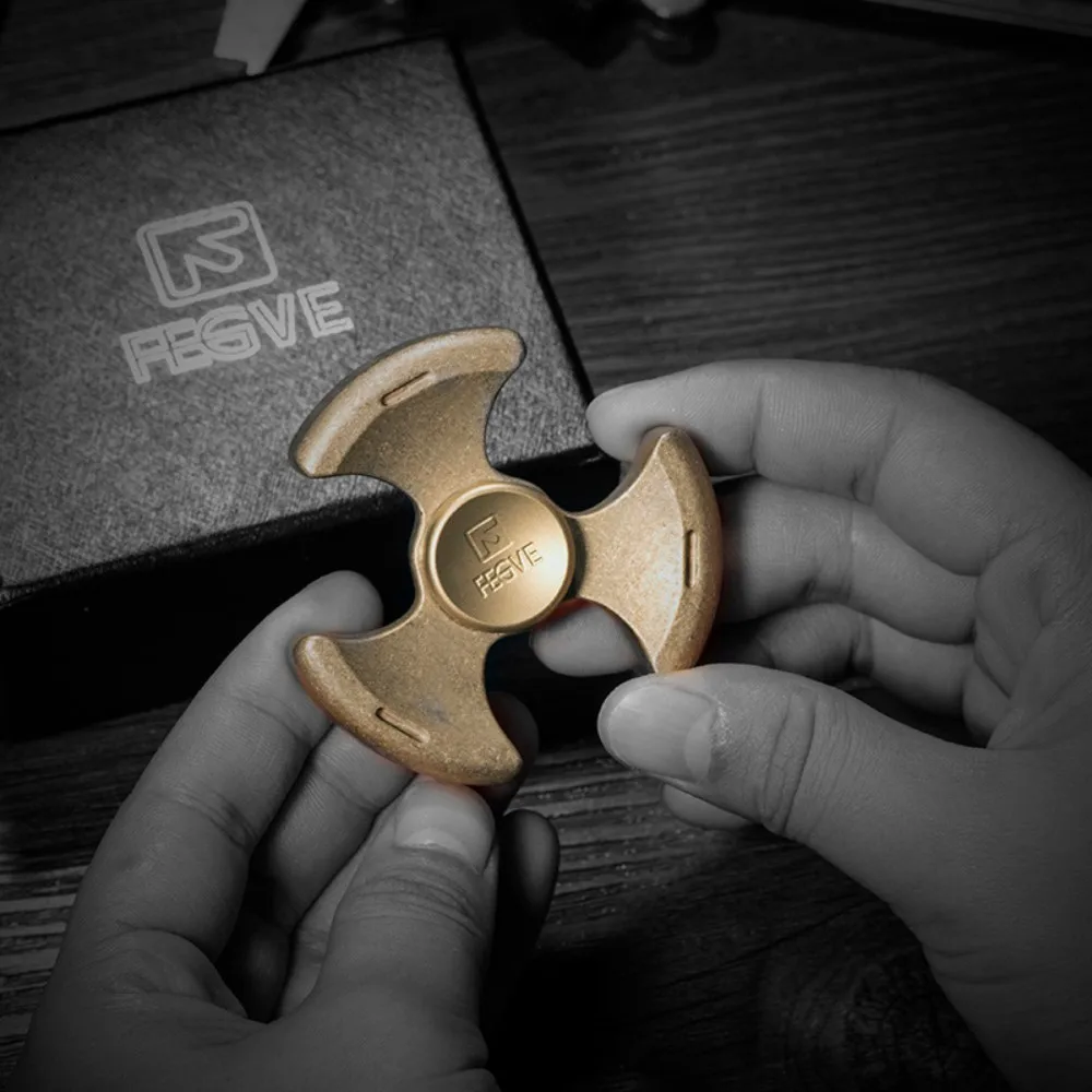 Fegve edc fidget spinner latão três folhas spinner brinquedos para adultos design original gadgets de alívio de ansiedade