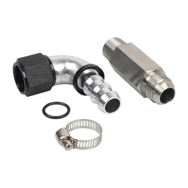 31BC Engine Bay Heater Hose Fitting for 2007.5+ 6.7L Applications, Metal -10AN Adapter Set with 90 Degree Elbow, Seal and