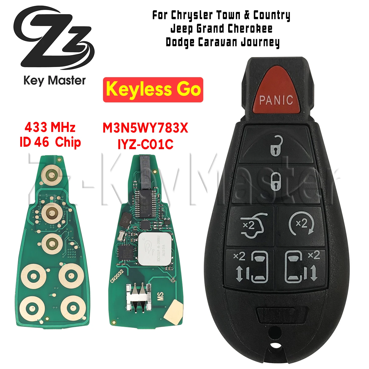 

Zz Key Master Smart Card Key M3N5WY783X/IYZ-C01C ID46 чип 433 МГц для Chrysler Jeep Dodge Keyless Card