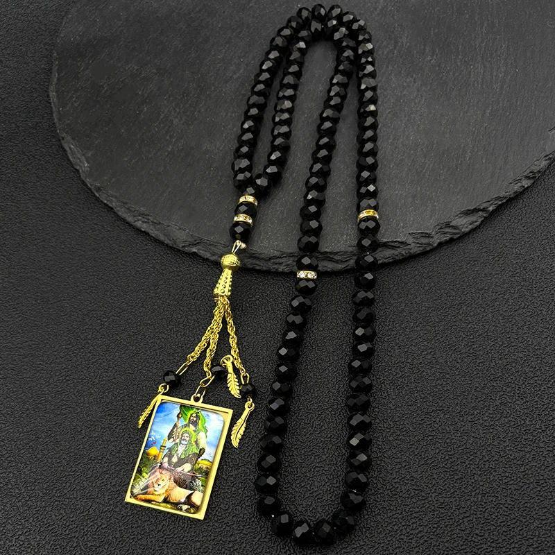 الإسلام الإمام النبي محمد حسين الأسد مسلم الفولاذ المقاوم للصدأ سيارة قلادة للنساء الرجال الذهب والفضة اللون العربية تميمة المجوهرات #4