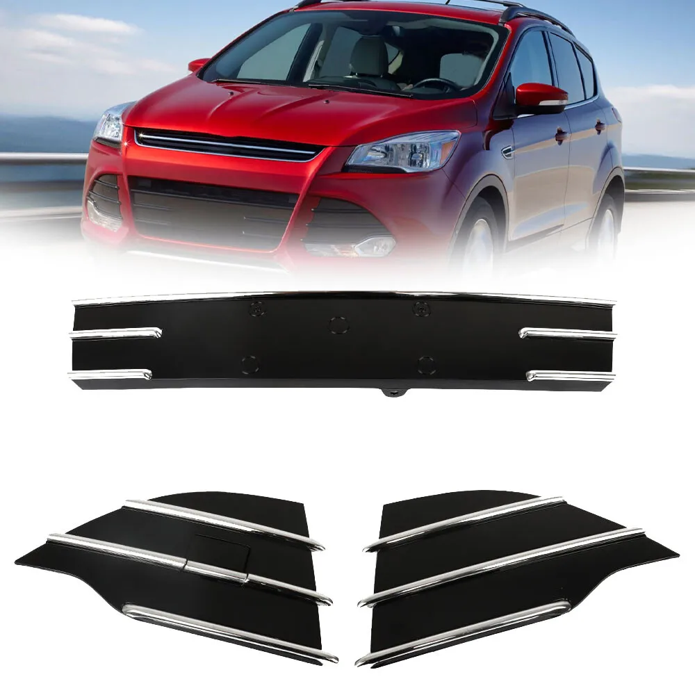 

3pcs For Ford Escape 2013-2016 Front Bumper Grille Grill Kit W/Chrome Trim New