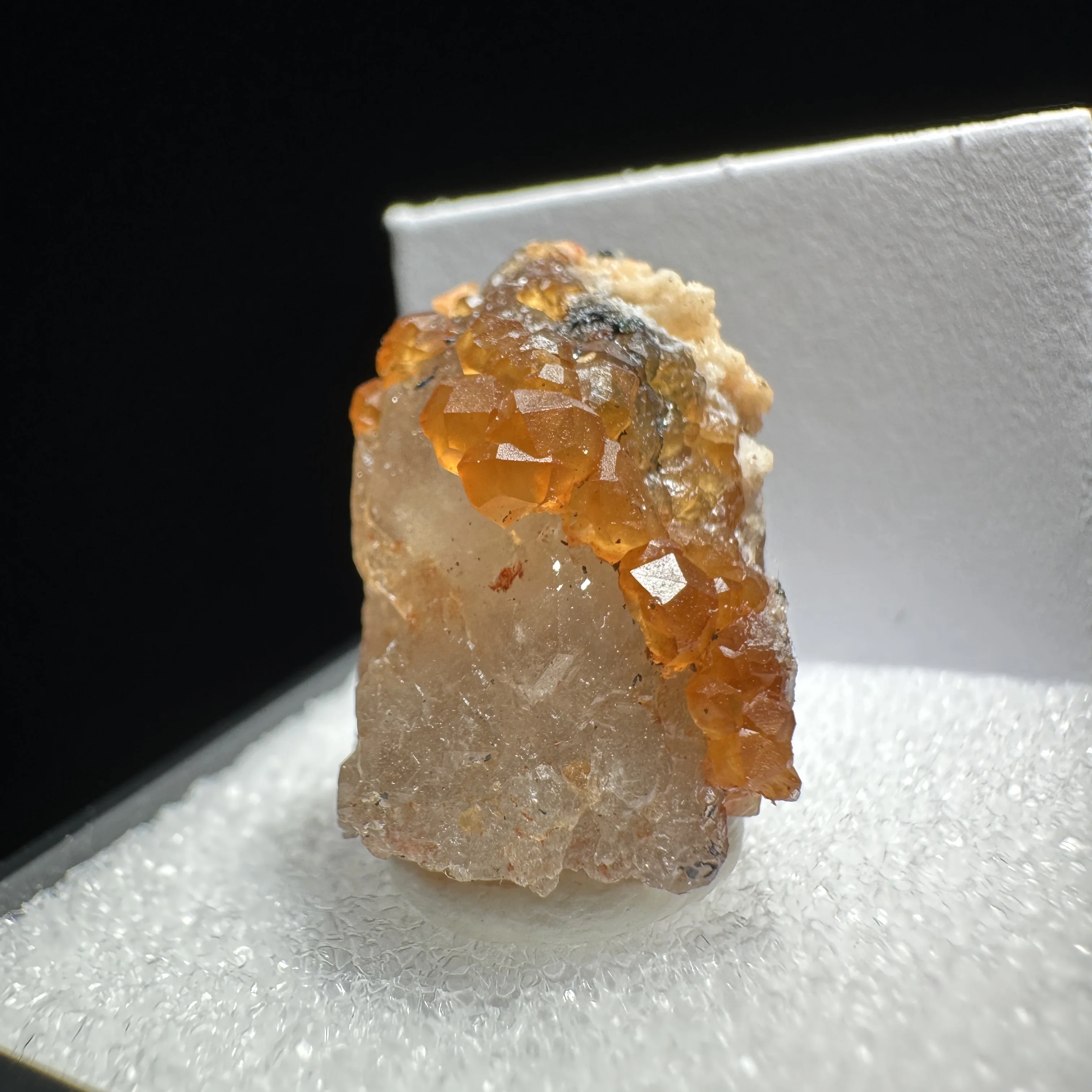 

Natural garnet and Smoky crystal symbiosis mineral specimen + box size 3.4 cm + healing quartz crystals and stones rock gemston