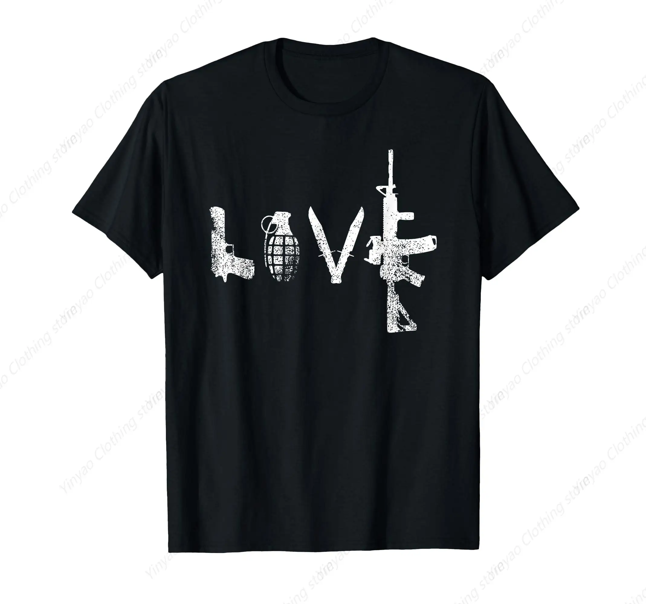 Gun shirts handguns grenades men's and women's T-shirts fashionable and casual men's clothing cotton short sleeves